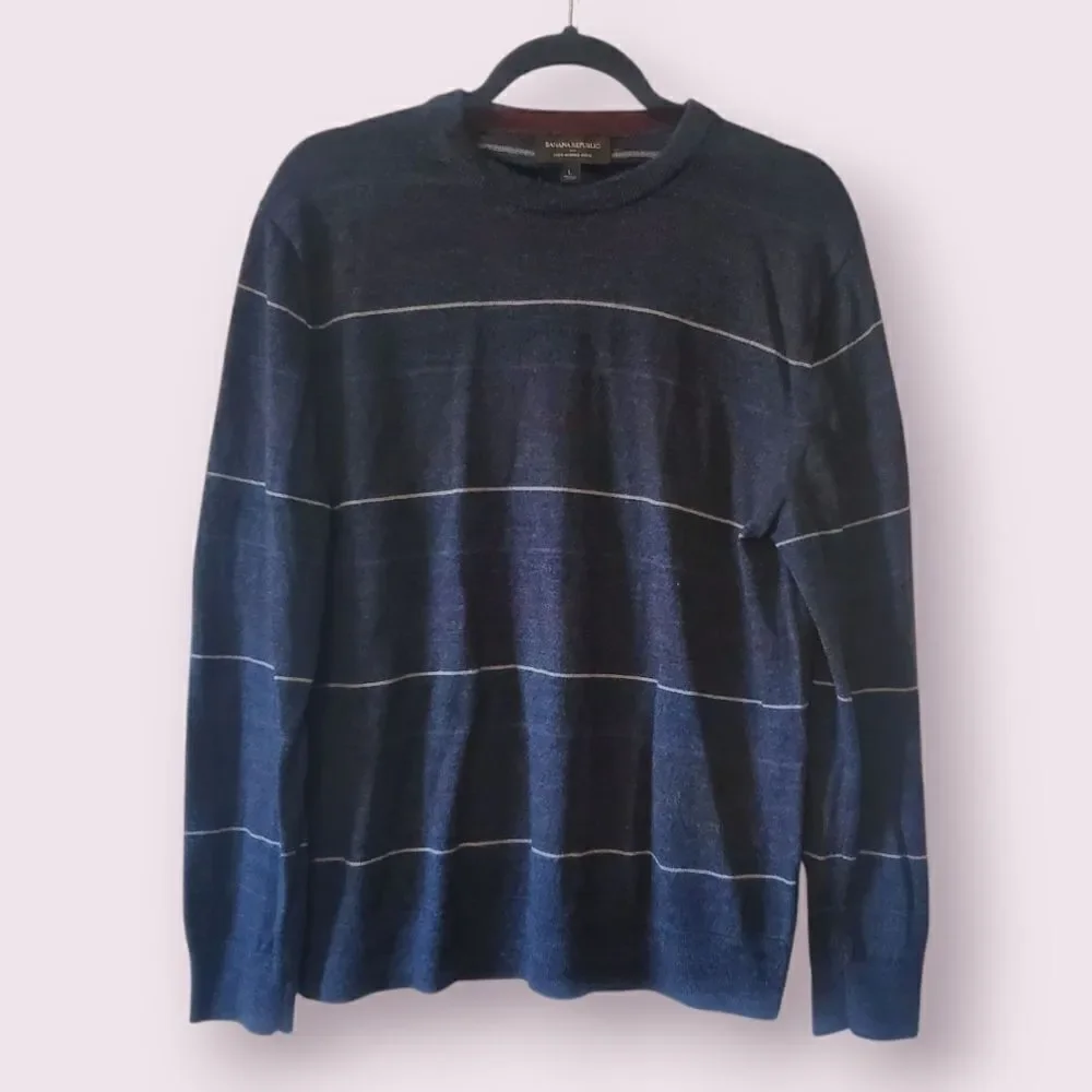 Banana Republic Sweater Men's Large Crewneck Pullover 100% Merino Wool | EUC